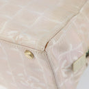 CHANEL New Travel Line Hand Bag Nylon Beige CC Auth BA7142-16