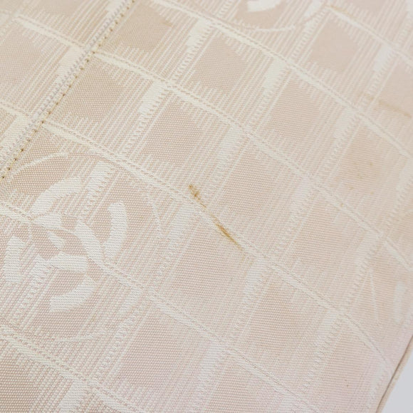 CHANEL New Travel Line Hand Bag Nylon Beige CC Auth BA7142