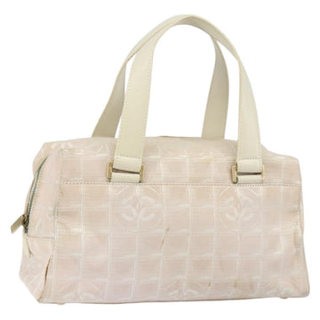 CHANEL New Travel Line Hand Bag Nylon Beige CC Auth BA7142