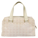 CHANEL New Travel Line Hand Bag Nylon Beige CC Auth BA7142-2