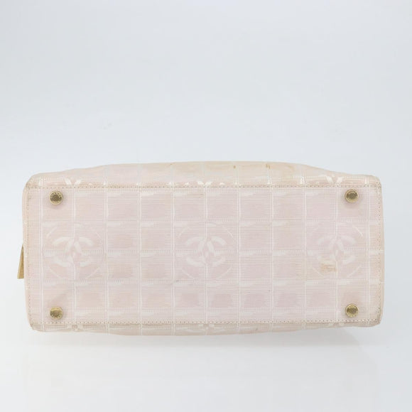 CHANEL New Travel Line Hand Bag Nylon Beige CC Auth BA7142