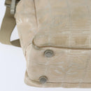 CHANEL New Travel Line Hand Bag Nylon 2way Beige Silver CC Auth BA7143-18