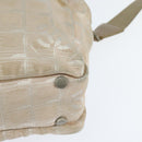 CHANEL New Travel Line Hand Bag Nylon 2way Beige Silver CC Auth BA7143-9