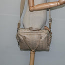 CHANEL New Travel Line Hand Bag Nylon 2way Beige Silver CC Auth BA7143-24