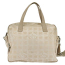 CHANEL New Travel Line Hand Bag Nylon 2way Beige Silver CC Auth BA7143-13