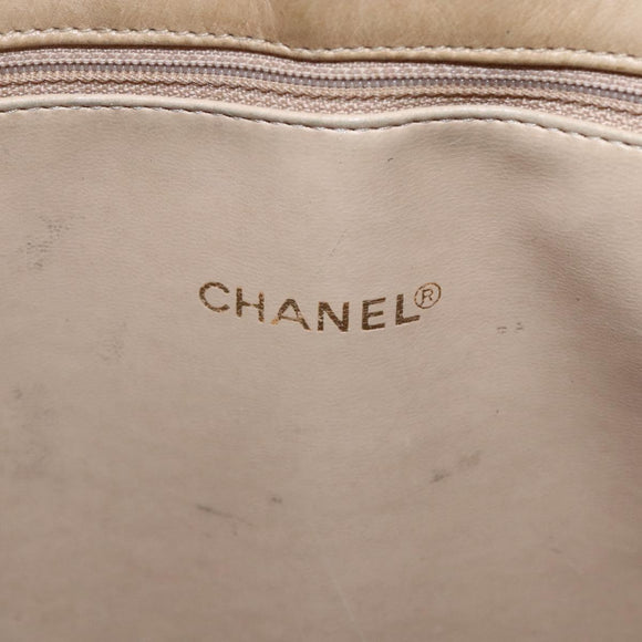 CHANEL Shoulder Bag Leather Beige Gold CC Auth BA7146