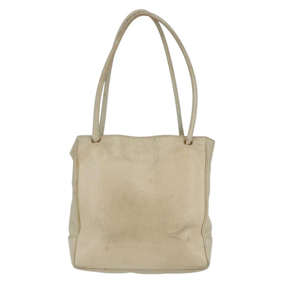 CHANEL Shoulder Bag Leather Beige Gold CC Auth BA7146