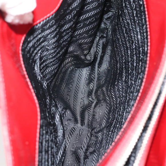 PRADA Tote Bag Leather Nylon 2 Set Red Blue Auth BA7150