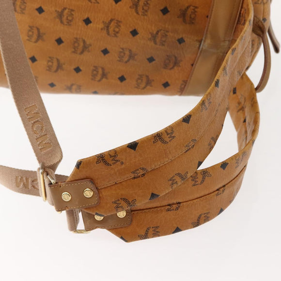 MCM Logogram Vicetos Backpack PVC Leather Brown Gold Auth BA7151