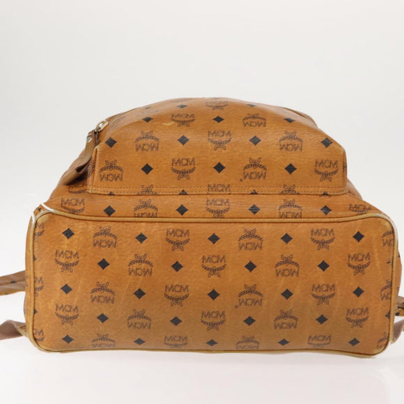 MCM Logogram Vicetos Backpack PVC Leather Brown Gold Auth BA7151