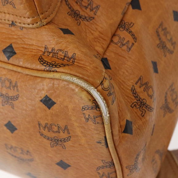 MCM Logogram Vicetos Backpack PVC Leather Brown Gold Auth BA7151