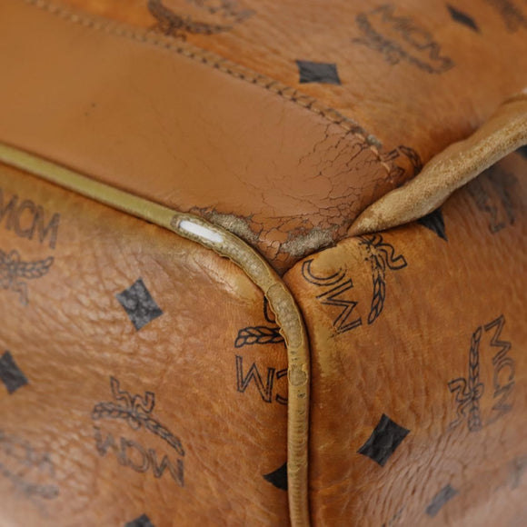 MCM Logogram Vicetos Backpack PVC Leather Brown Gold Auth BA7151