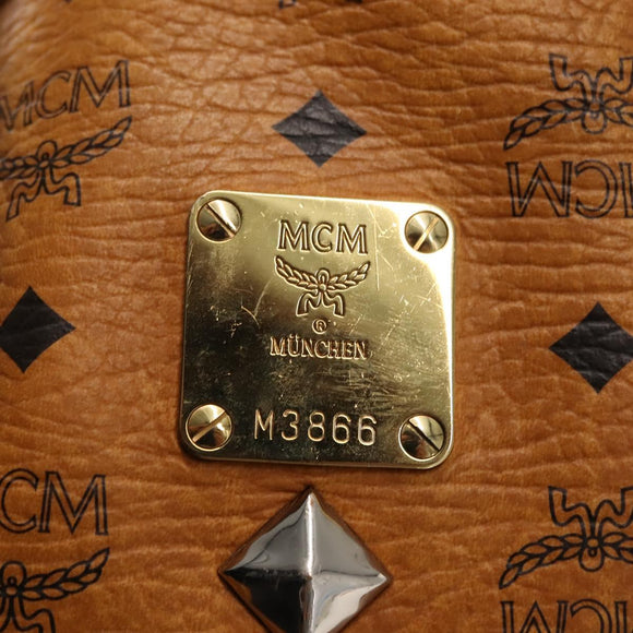 MCM Logogram Vicetos Backpack PVC Leather Brown Gold Auth BA7151