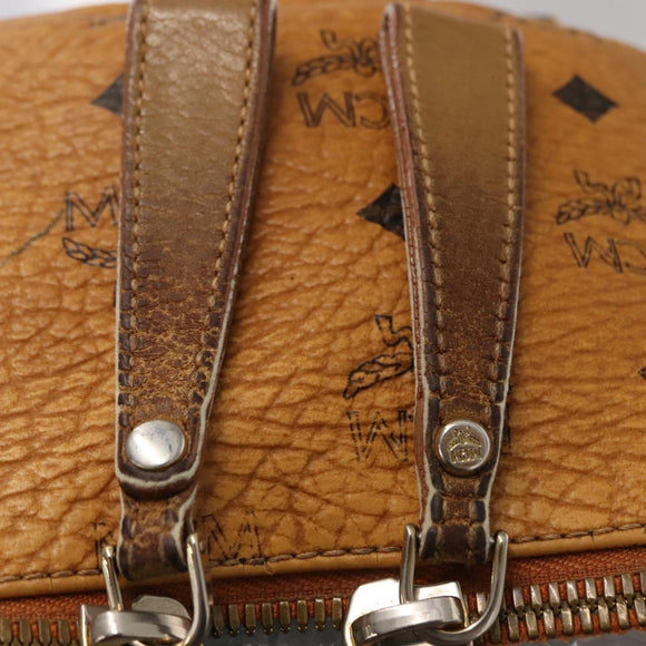 MCM Logogram Vicetos Backpack PVC Leather Brown Gold Auth BA7151