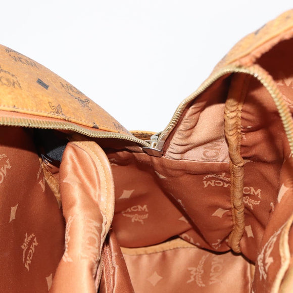 MCM Logogram Vicetos Backpack PVC Leather Brown Gold Auth BA7151