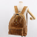 MCM Logogram Vicetos Backpack PVC Leather Brown Gold Auth BA7151-26