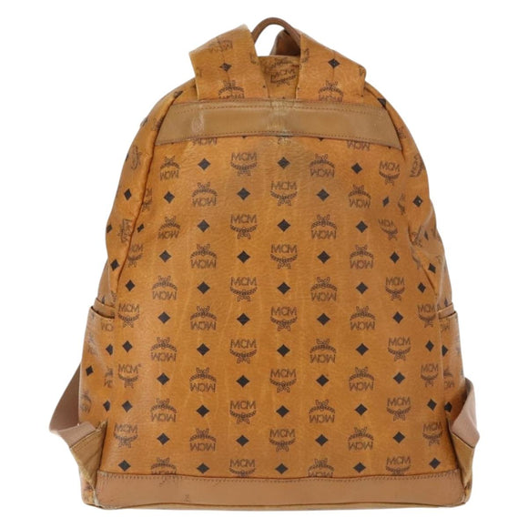 MCM Logogram Vicetos Backpack PVC Leather Brown Gold Auth BA7151