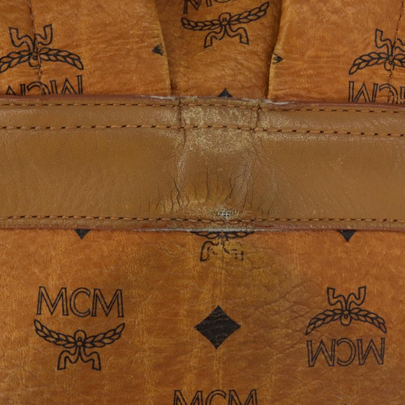 MCM Logogram Vicetos Backpack PVC Leather Brown Gold Auth BA7151