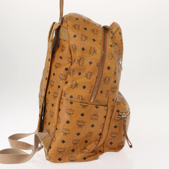 MCM Logogram Vicetos Backpack PVC Leather Brown Gold Auth BA7151