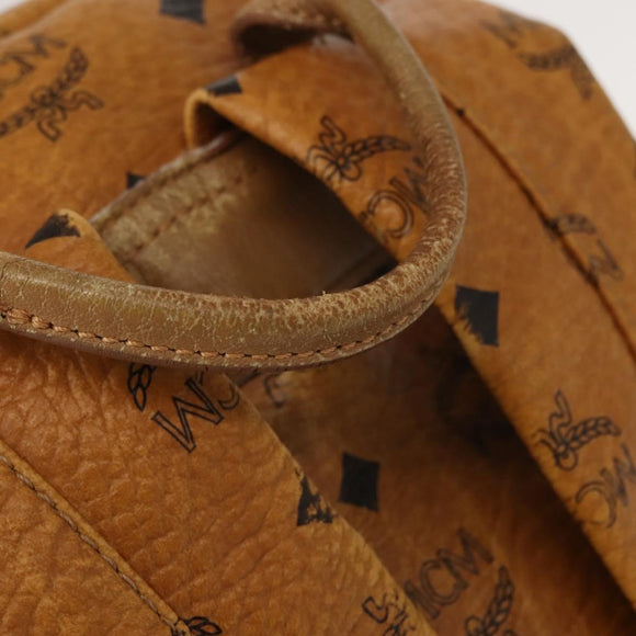 MCM Logogram Vicetos Backpack PVC Leather Brown Gold Auth BA7151