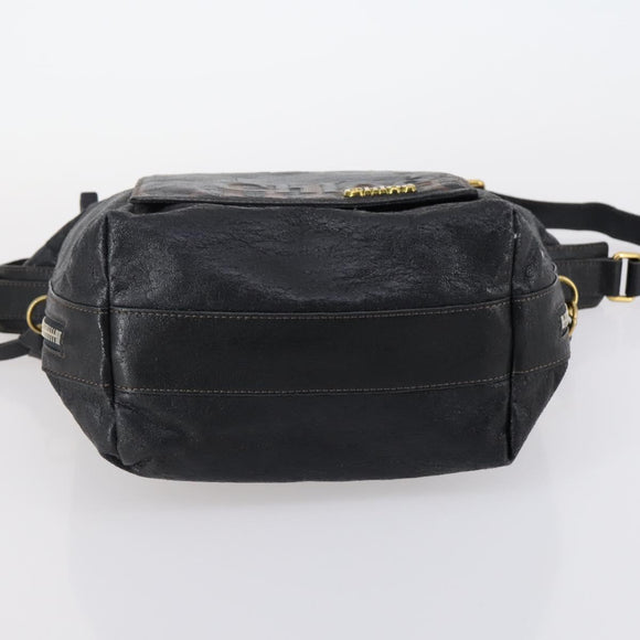 Chloe Hand Bag Leather 2Set Black Silver Auth BA7152