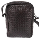 BOTTEGA VENETA INTRECCIATO Shoulder Bag Leather Brown Silver 113092 Auth BA7153-2