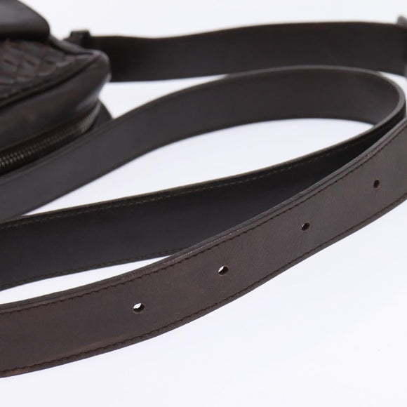 BOTTEGA VENETA INTRECCIATO Shoulder Bag Leather Brown Silver 113092 Auth BA7153