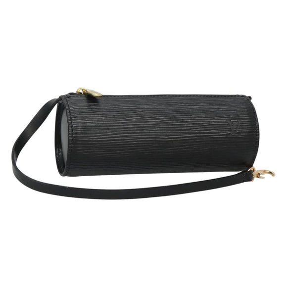 LOUIS VUITTON Epi Soufflot Pouch Black LV Auth BA716