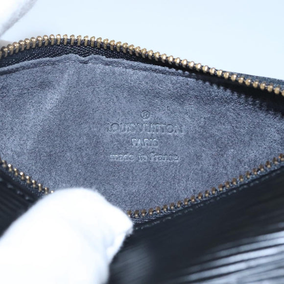 LOUIS VUITTON Epi Soufflot Pouch Black LV Auth BA716