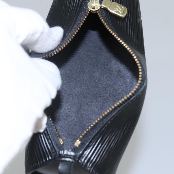 LOUIS VUITTON Epi Soufflot Pouch Black LV Auth BA716