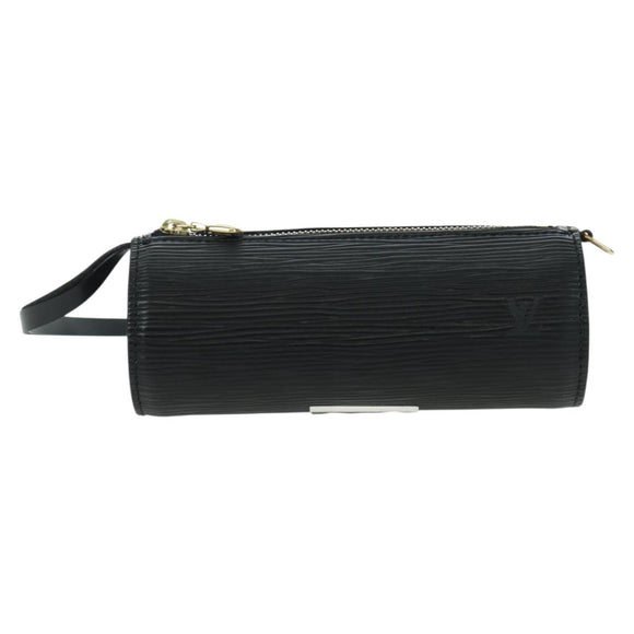 LOUIS VUITTON Epi Soufflot Pouch Black LV Auth BA716