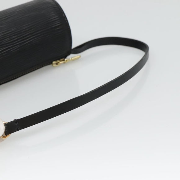 LOUIS VUITTON Epi Soufflot Pouch Black LV Auth BA716