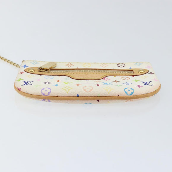 LOUIS VUITTON Monogram Multicolor Pochette MM Pouch White M60028 LV Auth BA7202