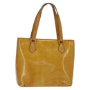 LOUIS VUITTON Monogram Vernis Houston Hand Bag Beige M91004 LV Auth BA7204-1