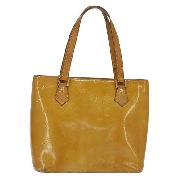 LOUIS VUITTON Monogram Vernis Houston Hand Bag Beige M91004 LV Auth BA7204