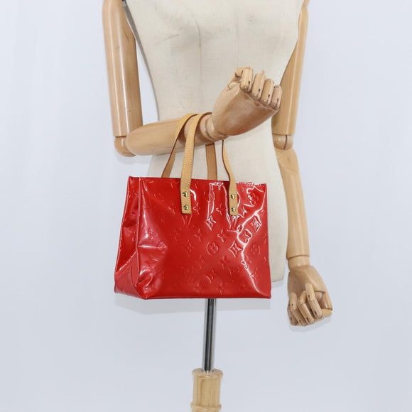 LOUIS VUITTON Monogram Vernis Reade PM Hand Bag Red Rouge M91088 LV Auth BA7208