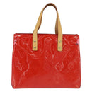 LOUIS VUITTON Monogram Vernis Reade PM Hand Bag Red Rouge M91088 LV Auth BA7208-2