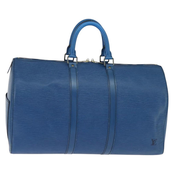 LOUIS VUITTON Epi Keepall 45 Boston Bag Blue M42975 LV Auth BA7237