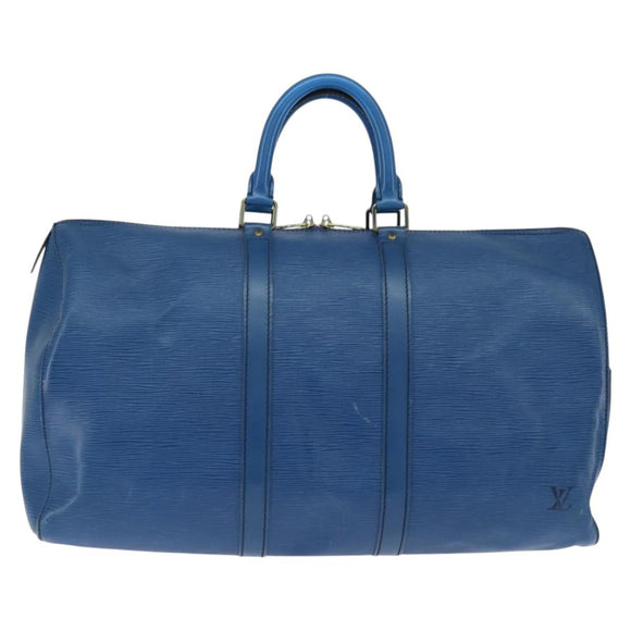 LOUIS VUITTON Epi Keepall 45 Boston Bag Blue M42975 LV Auth BA7237