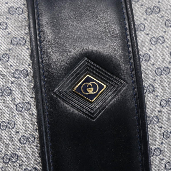 GUCCI Micro GG Canvas Shoulder Bag PVC Leather Navy Gold Auth BA7238