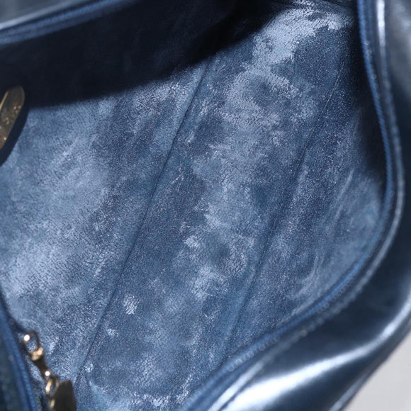 GUCCI Micro GG Canvas Shoulder Bag PVC Leather Navy Gold Auth BA7238