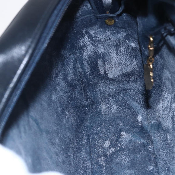 GUCCI Micro GG Canvas Shoulder Bag PVC Leather Navy Gold Auth BA7238