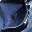 GUCCI Micro GG Canvas Shoulder Bag PVC Leather Navy Gold Auth BA7238-11