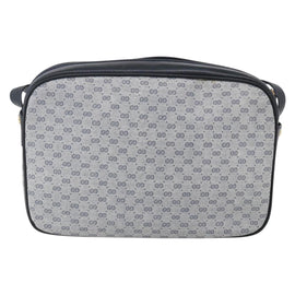 GUCCI Micro GG Canvas Shoulder Bag PVC Leather Navy Gold Auth BA7238 - 0