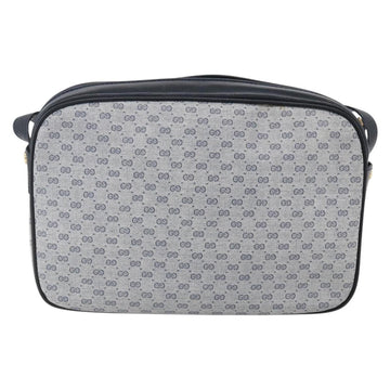 GUCCI Micro GG Canvas Shoulder Bag PVC Leather Navy Gold Auth BA7238 - 0