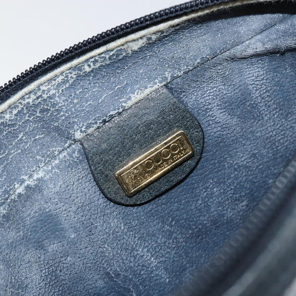 GUCCI Micro GG Canvas Clutch Bag PVC Leather Navy Gold 014 89 0094 Auth BA7239