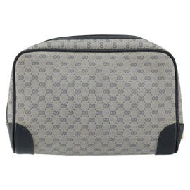 GUCCI Micro GG Canvas Clutch Bag PVC Leather Navy Gold 014 89 0094 Auth BA7239 - 0