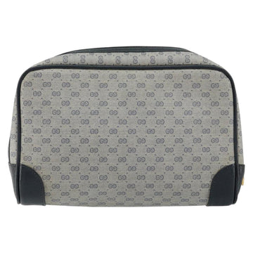 GUCCI Micro GG Canvas Clutch Bag PVC Leather Navy Gold 014 89 0094 Auth BA7239 - 0