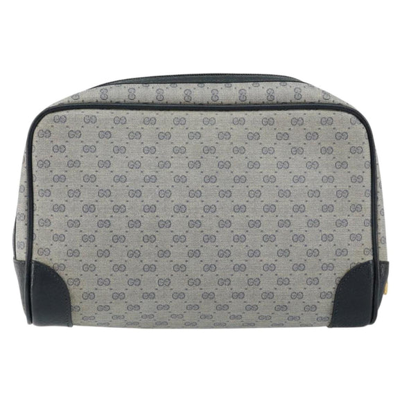 GUCCI Micro GG Canvas Clutch Bag PVC Leather Navy Gold 014 89 0094 Auth BA7239