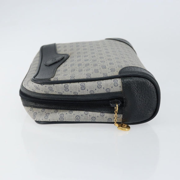 GUCCI Micro GG Canvas Clutch Bag PVC Leather Navy Gold 014 89 0094 Auth BA7239